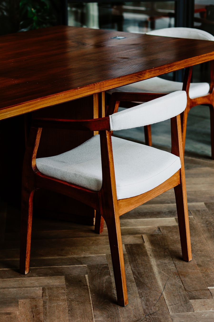 A dining table and chairs, ready for collection